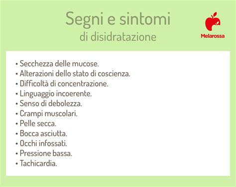 grafico lettura pannolino e segni di disidratazione