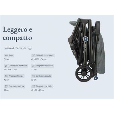 Passeggino Sketch Inglesina dimensioni e design (infografica)