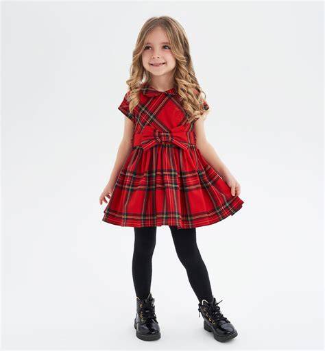 abbigliamento natalizio bambina velluto tartan Scozia